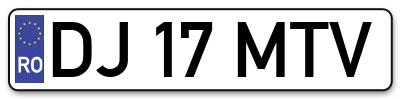 Placuta inmatriculare numar auto  DJ-17-MTV, DJ 17 MTV, DJ17MTV