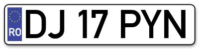 Placuta inmatriculare numar auto  DJ-17-PYN, DJ 17 PYN, DJ17PYN