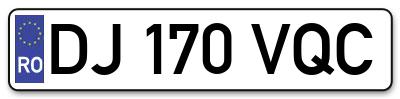 Placuta inmatriculare numar auto  DJ-170-VQC, DJ 170 VQC, DJ170VQC