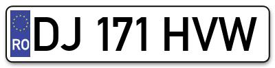 Placuta inmatriculare numar auto  DJ-171-HVW, DJ 171 HVW, DJ171HVW