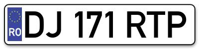 Placuta inmatriculare numar auto  DJ-171-RTP, DJ 171 RTP, DJ171RTP
