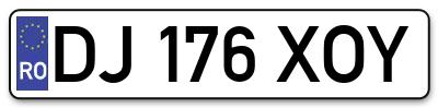 Placuta inmatriculare numar auto  DJ-176-XOY, DJ 176 XOY, DJ176XOY