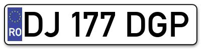 Placuta inmatriculare numar auto  DJ-177-DGP, DJ 177 DGP, DJ177DGP
