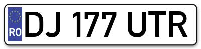 Placuta inmatriculare numar auto  DJ-177-UTR, DJ 177 UTR, DJ177UTR