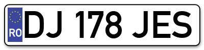 Placuta inmatriculare numar auto  DJ-178-JES, DJ 178 JES, DJ178JES