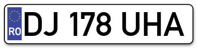 Placuta inmatriculare numar auto  DJ-178-UHA, DJ 178 UHA, DJ178UHA
