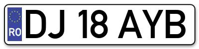 Placuta inmatriculare numar auto  DJ-18-AYB, DJ 18 AYB, DJ18AYB