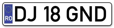 Placuta inmatriculare numar auto  DJ-18-GND, DJ 18 GND, DJ18GND