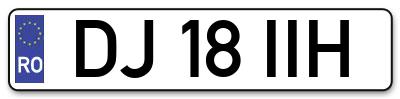 Placuta inmatriculare numar auto  DJ-18-IIH, DJ 18 IIH, DJ18IIH