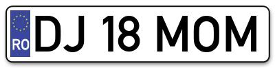 Placuta inmatriculare numar auto  DJ-18-MOM, DJ 18 MOM, DJ18MOM