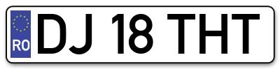 Placuta inmatriculare numar auto  DJ-18-THT, DJ 18 THT, DJ18THT