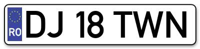 Placuta inmatriculare numar auto  DJ-18-TWN, DJ 18 TWN, DJ18TWN