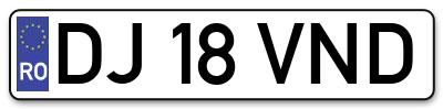 Placuta inmatriculare numar auto  DJ-18-VND, DJ 18 VND, DJ18VND