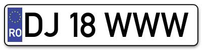 Placuta inmatriculare numar auto  DJ-18-WWW, DJ 18 WWW, DJ18WWW