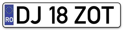 Placuta inmatriculare numar auto  DJ-18-ZOT, DJ 18 ZOT, DJ18ZOT