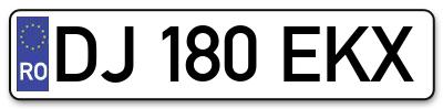 Placuta inmatriculare numar auto  DJ-180-EKX, DJ 180 EKX, DJ180EKX