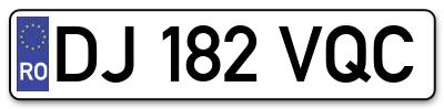 Placuta inmatriculare numar auto  DJ-182-VQC, DJ 182 VQC, DJ182VQC