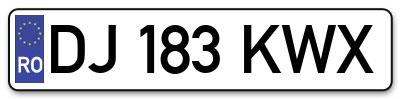 Placuta inmatriculare numar auto  DJ-183-KWX, DJ 183 KWX, DJ183KWX