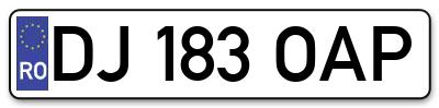 Placuta inmatriculare numar auto  DJ-183-OAP, DJ 183 OAP, DJ183OAP