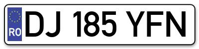 Placuta inmatriculare numar auto  DJ-185-YFN, DJ 185 YFN, DJ185YFN