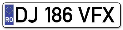Placuta inmatriculare numar auto  DJ-186-VFX, DJ 186 VFX, DJ186VFX