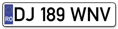 Placuta inmatriculare numar auto  DJ-189-WNV, DJ 189 WNV, DJ189WNV
