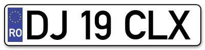 Placuta inmatriculare numar auto  DJ-19-CLX, DJ 19 CLX, DJ19CLX