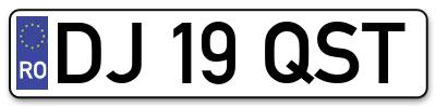 Placuta inmatriculare numar auto  DJ-19-QST, DJ 19 QST, DJ19QST