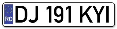 Placuta inmatriculare numar auto  DJ-191-KYI, DJ 191 KYI, DJ191KYI