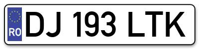 Placuta inmatriculare numar auto  DJ-193-LTK, DJ 193 LTK, DJ193LTK