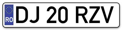 Placuta inmatriculare numar auto  DJ-20-RZV, DJ 20 RZV, DJ20RZV