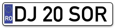 Placuta inmatriculare numar auto  DJ-20-SOR, DJ 20 SOR, DJ20SOR