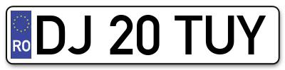 Placuta inmatriculare numar auto  DJ-20-TUY, DJ 20 TUY, DJ20TUY