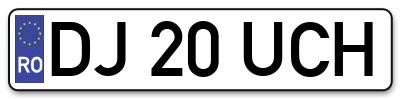 Placuta inmatriculare numar auto  DJ-20-UCH, DJ 20 UCH, DJ20UCH