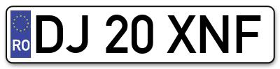 Placuta inmatriculare numar auto  DJ-20-XNF, DJ 20 XNF, DJ20XNF