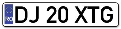 Placuta inmatriculare numar auto  DJ-20-XTG, DJ 20 XTG, DJ20XTG