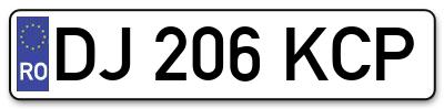 Placuta inmatriculare numar auto  DJ-206-KCP, DJ 206 KCP, DJ206KCP