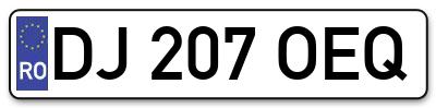 Placuta inmatriculare numar auto  DJ-207-OEQ, DJ 207 OEQ, DJ207OEQ