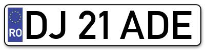 Placuta inmatriculare numar auto  DJ-21-ADE, DJ 21 ADE, DJ21ADE
