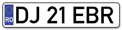 Placuta inmatriculare numar auto  DJ-21-EBR, DJ 21 EBR, DJ21EBR