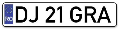 Placuta inmatriculare numar auto  DJ-21-GRA, DJ 21 GRA, DJ21GRA