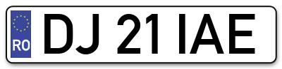 Placuta inmatriculare numar auto  DJ-21-IAE, DJ 21 IAE, DJ21IAE