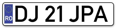Placuta inmatriculare numar auto  DJ-21-JPA, DJ 21 JPA, DJ21JPA