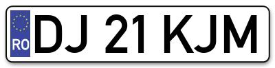 Placuta inmatriculare numar auto  DJ-21-KJM, DJ 21 KJM, DJ21KJM