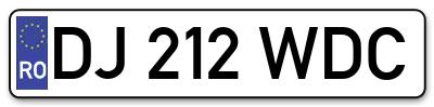 Placuta inmatriculare numar auto  DJ-212-WDC, DJ 212 WDC, DJ212WDC