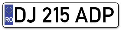 Placuta inmatriculare numar auto  DJ-215-ADP, DJ 215 ADP, DJ215ADP