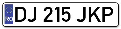 Placuta inmatriculare numar auto  DJ-215-JKP, DJ 215 JKP, DJ215JKP
