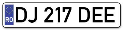 Placuta inmatriculare numar auto  DJ-217-DEE, DJ 217 DEE, DJ217DEE