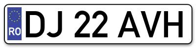 Placuta inmatriculare numar auto  DJ-22-AVH, DJ 22 AVH, DJ22AVH
