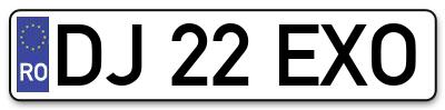 Placuta inmatriculare numar auto  DJ-22-EXO, DJ 22 EXO, DJ22EXO